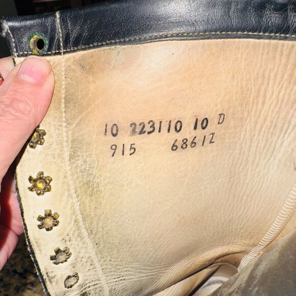 Vintage Olathe Leather 10 Black Lace Up Logger Lineman Boot Work Biker Western - Picture 5 of 11